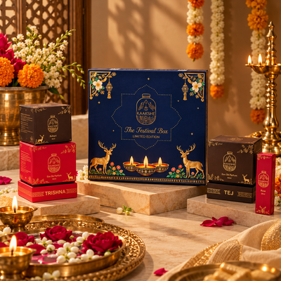 2 Perfumes + 1 Bakhoor + 1 Puja Perfume + Free Candle